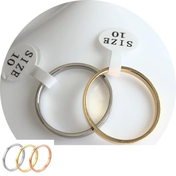 2 pack band ring par i guldstål släta size 6