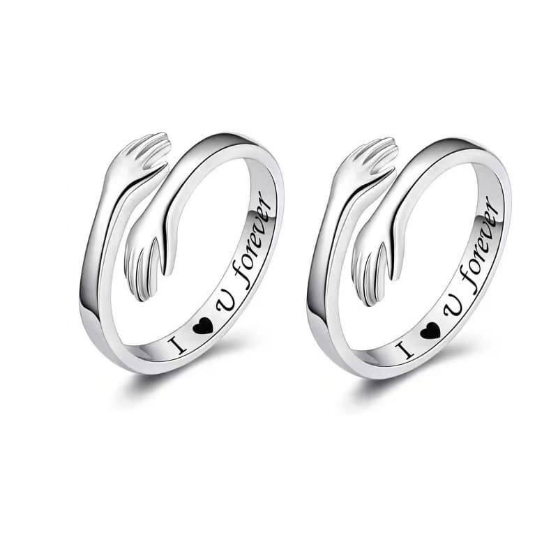 Klemringer med kjærlighetsmeldinger 2 stk Sølv