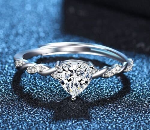 Twist Heart Adjustable Ring 925 Sterling Silver Womens Girls Jewellery Gifts UK