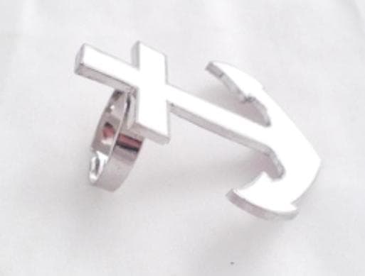 Retro Silver Ring med Naturvitt / Vitt Ankare - Symbol för Hopp - Justerbar