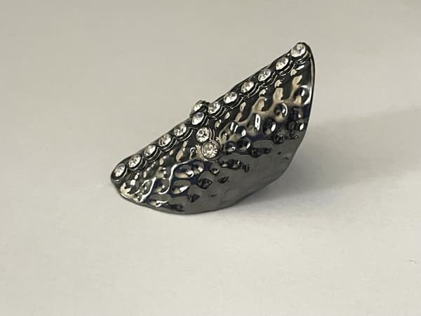 Oversize Oxiderat Silver Ring - Kors med Vita Stenar - Stl 18