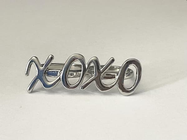 Silver Ring Dubbelring 2-Fingerring med Text  - XOXO - Stl 17/18
