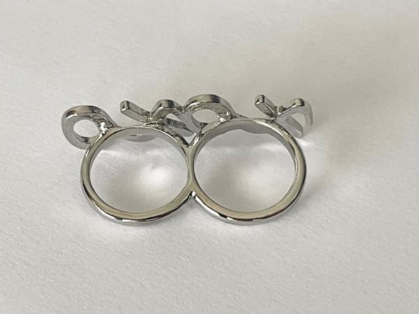 Silver Ring Dubbelring 2-Fingerring med Text  - XOXO - Stl 17/18
