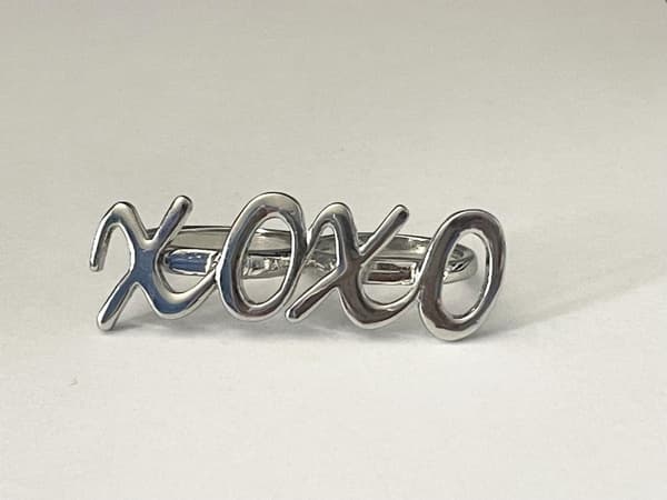 Silver Ring Dubbelring 2-Fingerring med Text  - XOXO - Stl 18/19