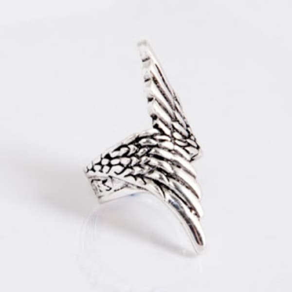 Oversize Silver Ring med Dubbelvinge / Vinge / Fågelvinge / Änglavinge - Stl 18