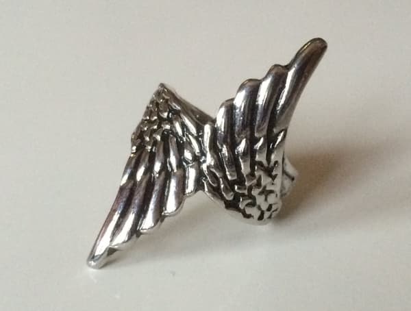 Oversize Silver Ring med Dubbelvinge / Vinge / Fågelvinge / Änglavinge - Stl 18