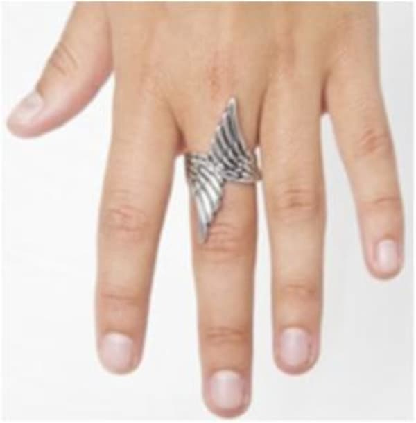 Oversize Silver Ring med Dubbelvinge / Vinge / Fågelvinge / Änglavinge - Stl 18