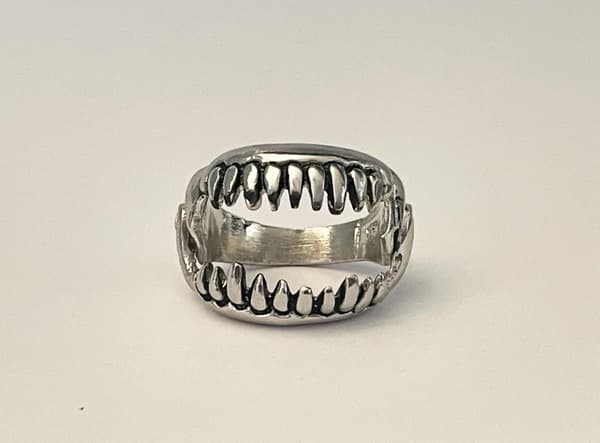 Cool Silver Ring - Mun med Tänder / Djävulens Tänder - Stl 19,5