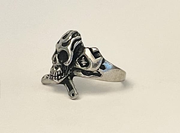 Cool Silver Ring med en Döskalle / Dödskalle - Stl 21,5