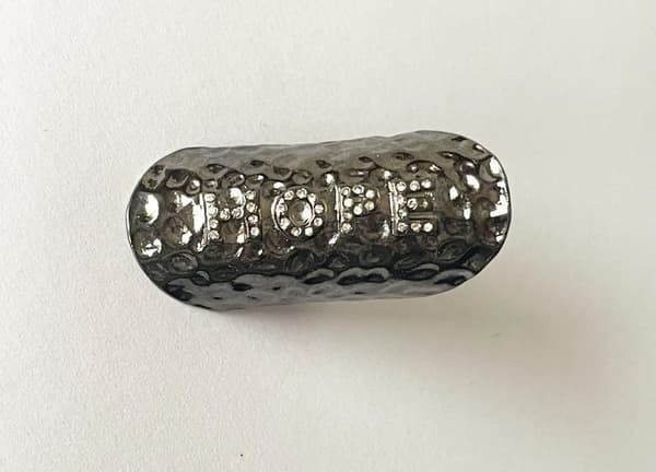 Oversize Oxiderat Silver Ring med Stenar & Text - HOPE - Stl 19