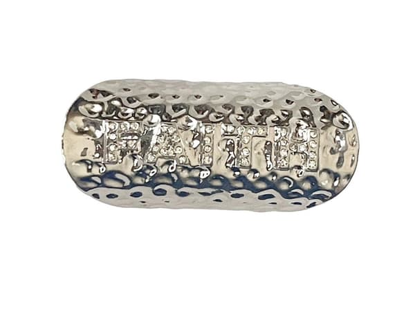 Oversize Silver Ring med Vita Stenar & Text - FAITH - Stl 18