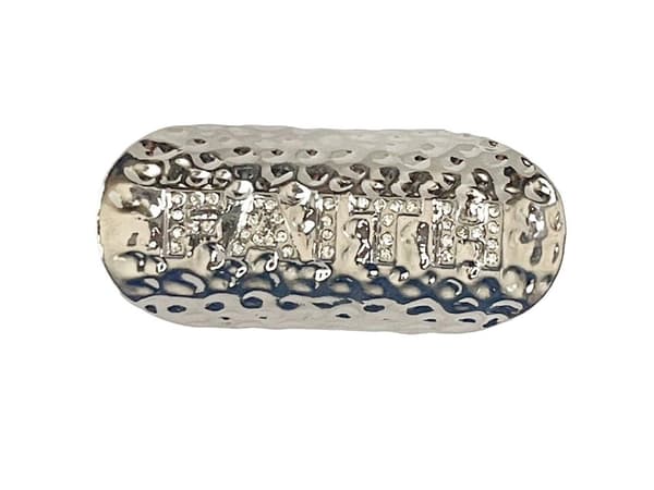 Oversize Silver Ring med Vita Stenar & Text - FAITH - Stl 19