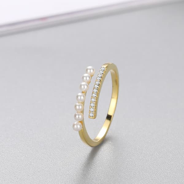 S925 justerbar ring i sterling sølv Gull