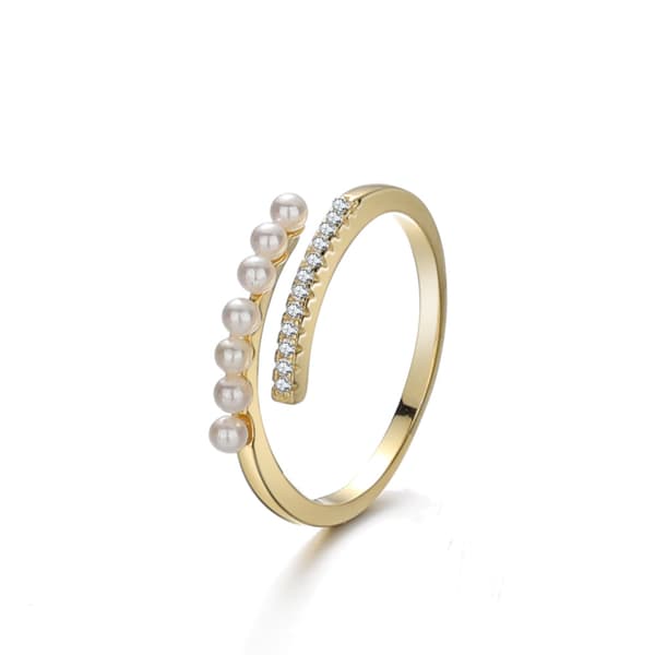 S925 justerbar ring i sterling sølv Gull