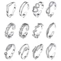 Miniatyrbild 1 av 6: 12-Pack Tåringar Ringar Justerbar Storlek – Silver