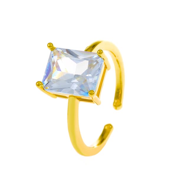 Firkantet zirkon ring Guld
