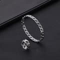 Miniatyrbilde 3 av 4: Stilig Twist Chain Armbånd Ring Sølv