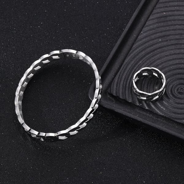 Stilig Twist Chain Armbånd Ring Sølv