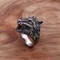 Miniatyrbild 3 av 4: Vintage Punk rostfritt stål Wolf Head Ring