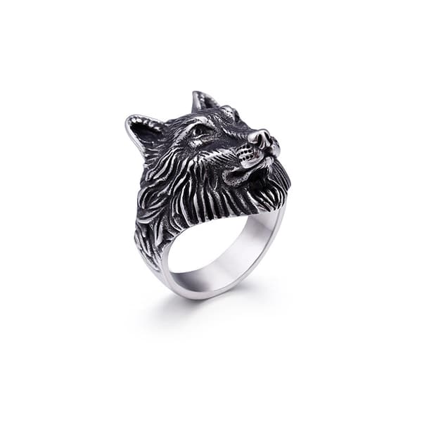 Vintage Punk rostfritt stål Wolf Head Ring