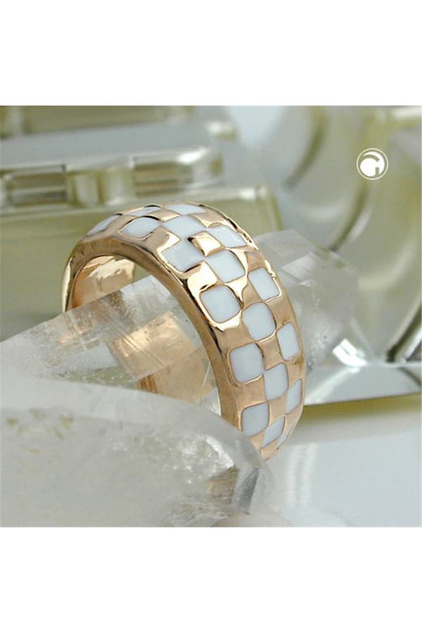 Ring White Enameled Red Gold Plated - GL01230-50