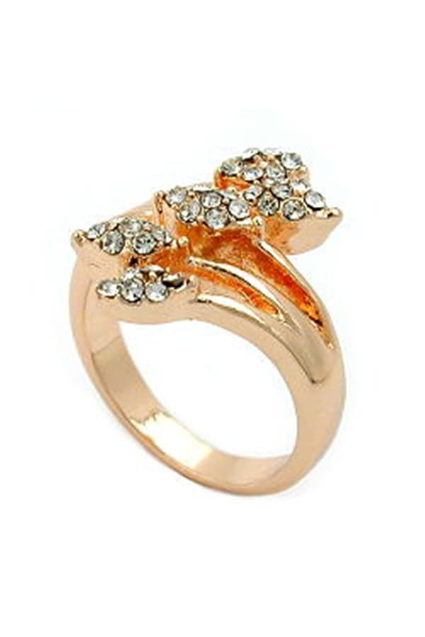Ring White Glass Crystals Red Gold Plated - GL01223-50