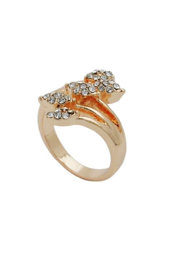 Ring White Glass Crystals Red Gold Plated - GL01223-54