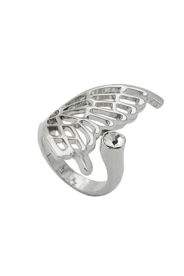 Ring Butterfly Wing Glass Crystal Rhodium Plated - GL01218-50