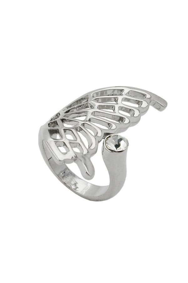 Ring Butterfly Wing Glass Crystal Rhodium Plated - GL01218-54