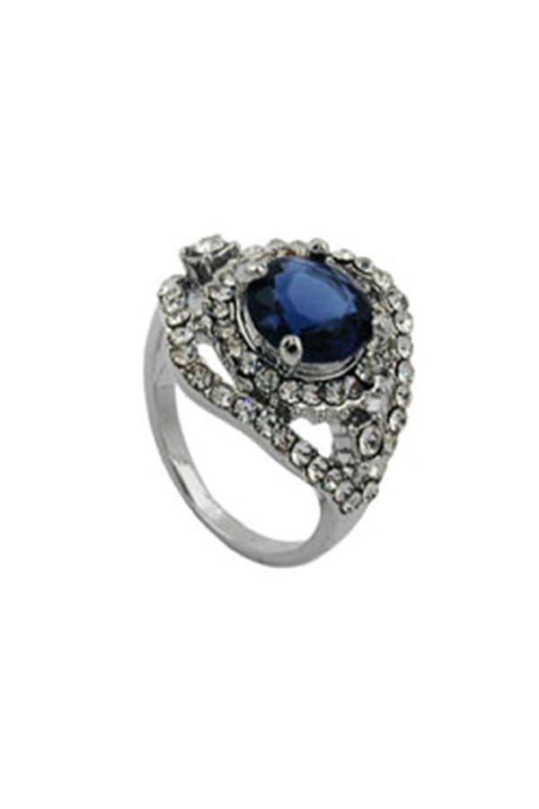 Ring Blue Transparent Glass Stones - GL01204-56