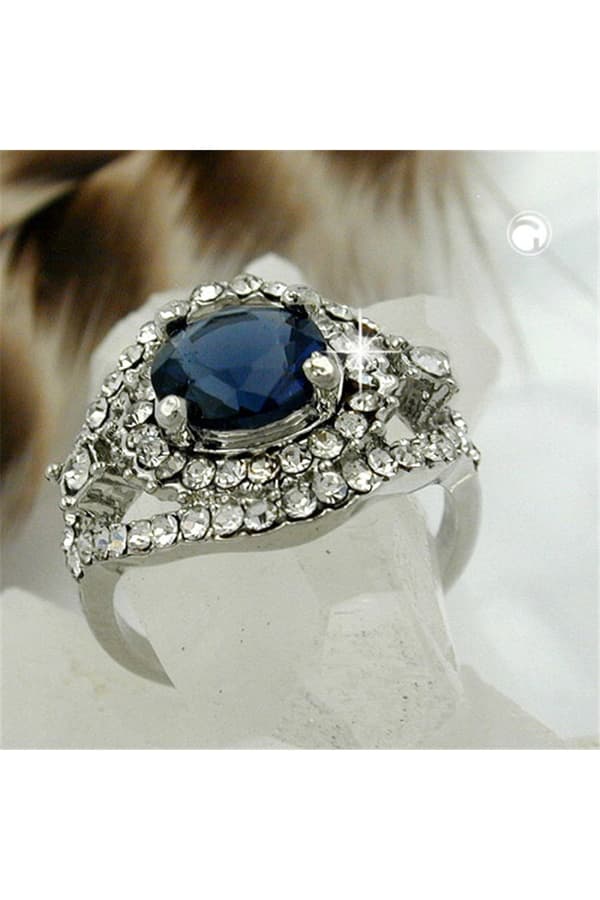 Ring Blue Transparent Glass Stones - GL01204-56