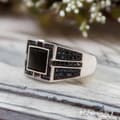 Miniatyrbild 4 av 5: Sterling silver ring äkta svart sten orientalisk klackring för män