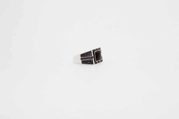 Sterling silver ring äkta svart sten orientalisk klackring för män