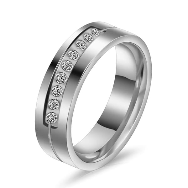 INF 2 Pakke Enkel Rad med Rhinestone Sett Par Ring  19 mm/20.8 mm