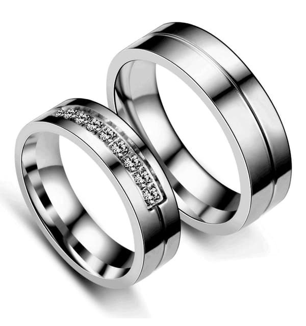 INF 2 Pakke Enkel Rad med Rhinestone Sett Par Ring  19 mm/20.8 mm