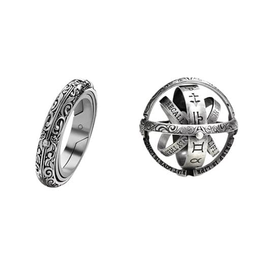 INF Astronomisk foldbar ring kosmisk ringkuglering Sølv 17.4 mm