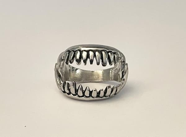 Cool Silver Ring - Mun med Tänder / Djävulens Tänder - Stl 20,5