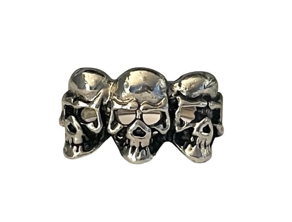 Cool Silver Ring med 3 st Döskallar / Dödskallar - Stl 21