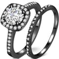 Miniatyrbild 1 av 4: 2st Ringar Cubic Zirconia Stapelbara - Storlek 6 / Svart