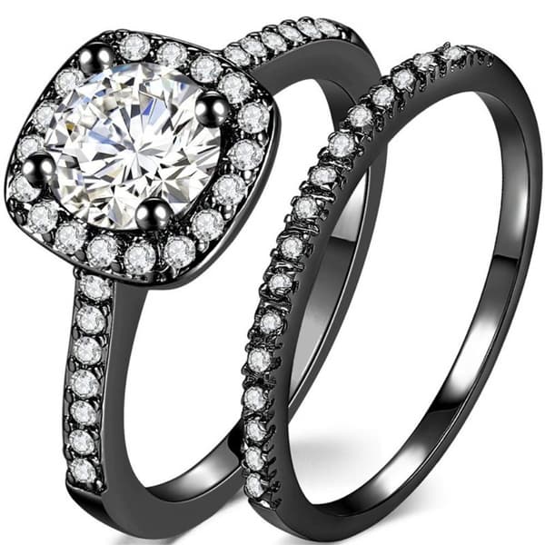 2st Ringar Cubic Zirconia Stapelbara - Storlek 6 / Svart