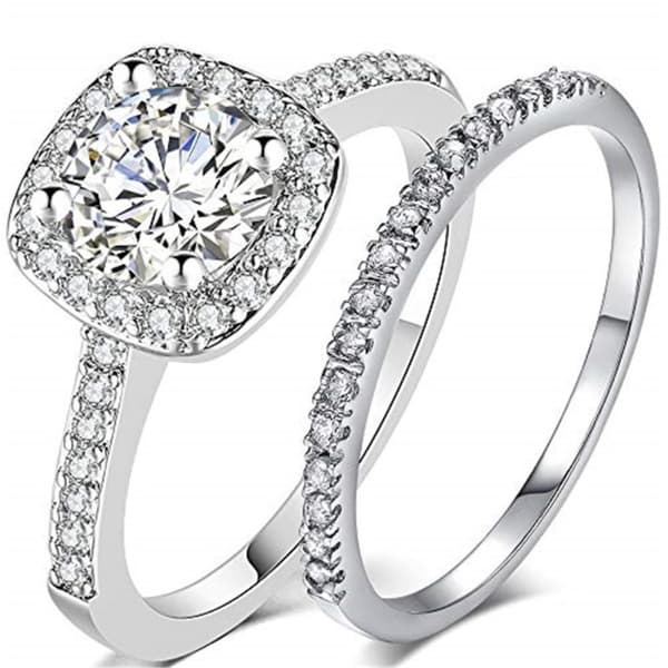 2st Ringar Cubic Zirconia Stapelbara - Storlek 11 / Silver