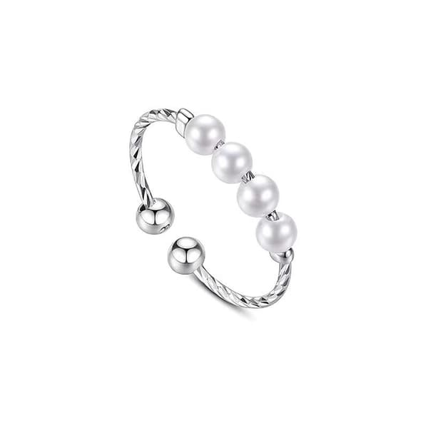 INF Justerbar antistressring med roterbara pärlor Silver S