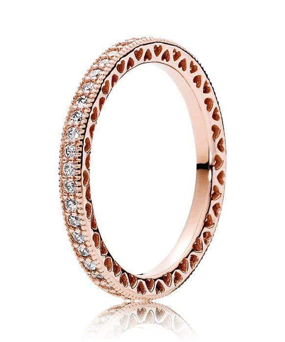 Ring - PANDORA - 180963CZ-56 - Silver - Cubic Zirconia - Rose guld