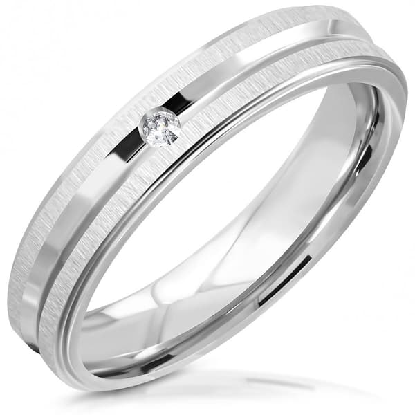Ring Rostfri stål 316L  Rand Cubic Zircon USA 8, Dia 18,14 mm