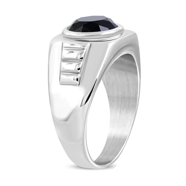 Ring Rostfri stål  316L med Svart rund Cubic Zircon Stl 18,14