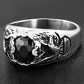 Miniatyrbild 2 av 2: Cool Ring i Kirurgiskt Stål 316L i Silver färg med Svart Cubic Zircon Kristall & Örn  / Fågel - Stl 22,2