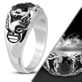 Miniatyrbild 1 av 2: Cool Ring i Kirurgiskt Stål 316L i Silver färg med Svart Cubic Zircon Kristall & Örn  / Fågel - Stl 22,2