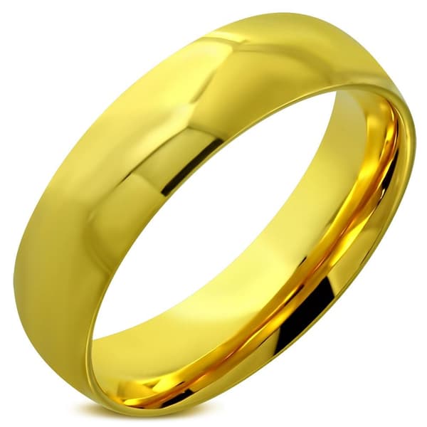Slät & Blank Ring Guldpläterad Stålring Stål 316L - Stl 18