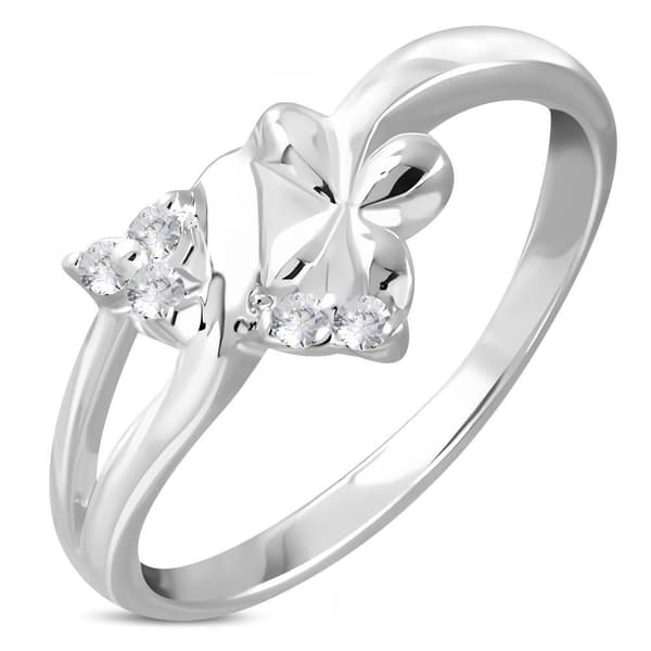 Silverpläterad ring med klara Cubic Zircona - Stl 18,95