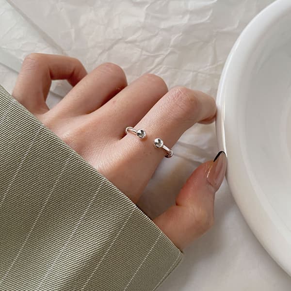 INF Anti-stressring med 7 roterbara pärlor koppar Silver